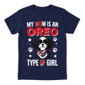 My Mom Is An Oreo Type Of Girl navy dog t-shirt with Shih Tzu cartoon
