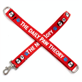The Daily Paw Theory red custom dog leash with Shih Tzu pattern and paw prints