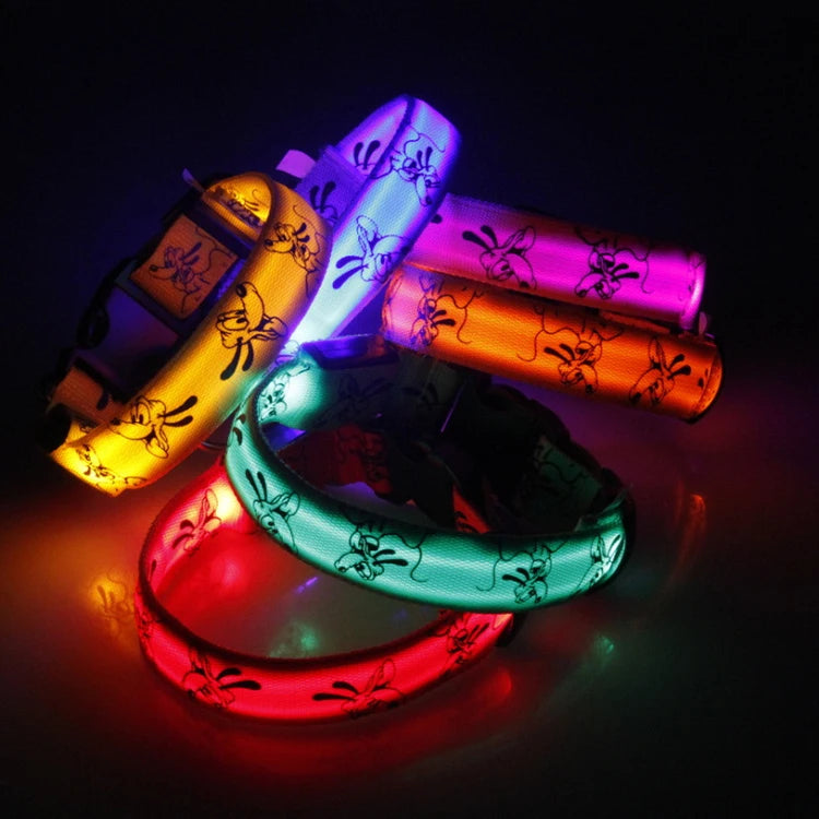 Adjustable LED Dog Collar Light USB Rechargeable Night Safety Luminous Glowing Collar Perro For Big Dogs Cat Necklace Accessorie