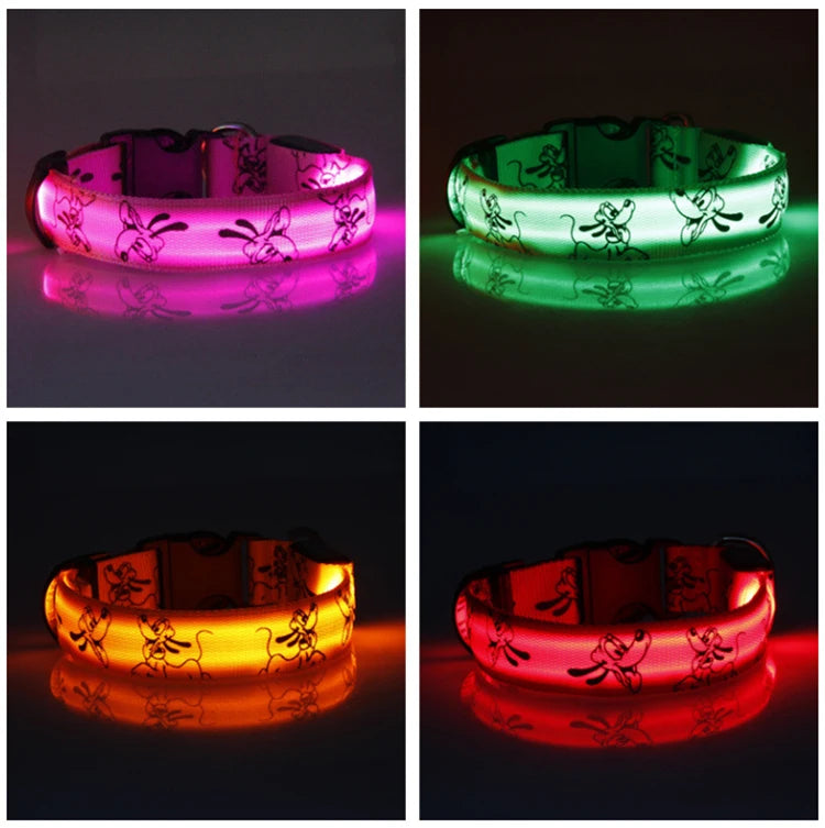 Adjustable LED Dog Collar Light USB Rechargeable Night Safety Luminous Glowing Collar Perro For Big Dogs Cat Necklace Accessorie