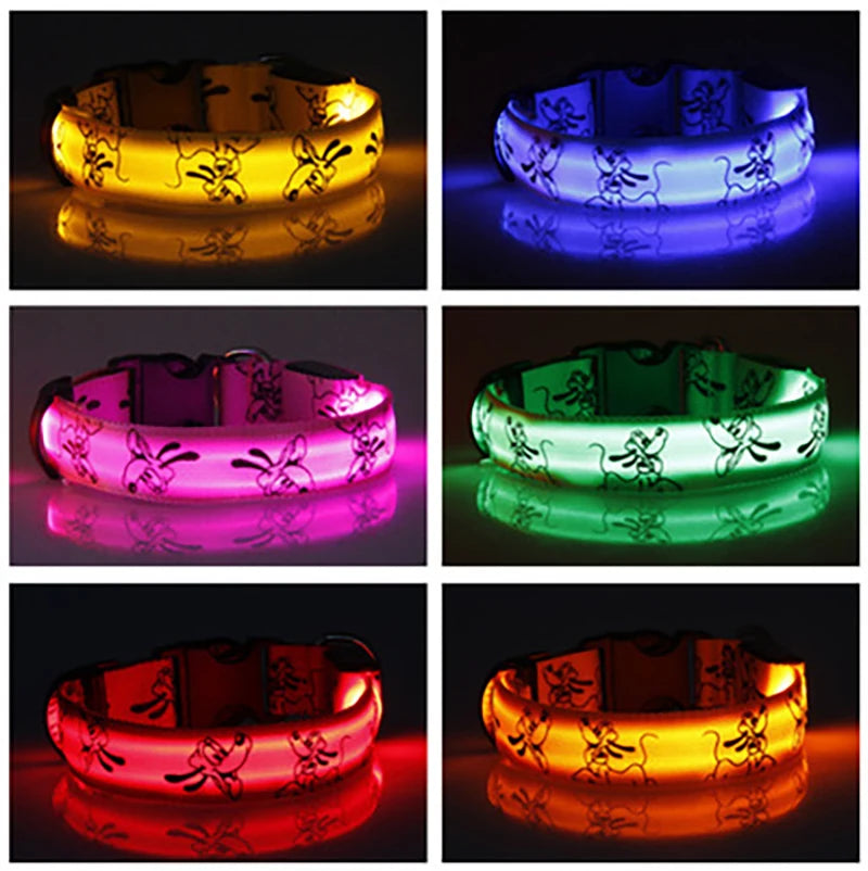 Adjustable LED Dog Collar Light USB Rechargeable Night Safety Luminous Glowing Collar Perro For Big Dogs Cat Necklace Accessorie