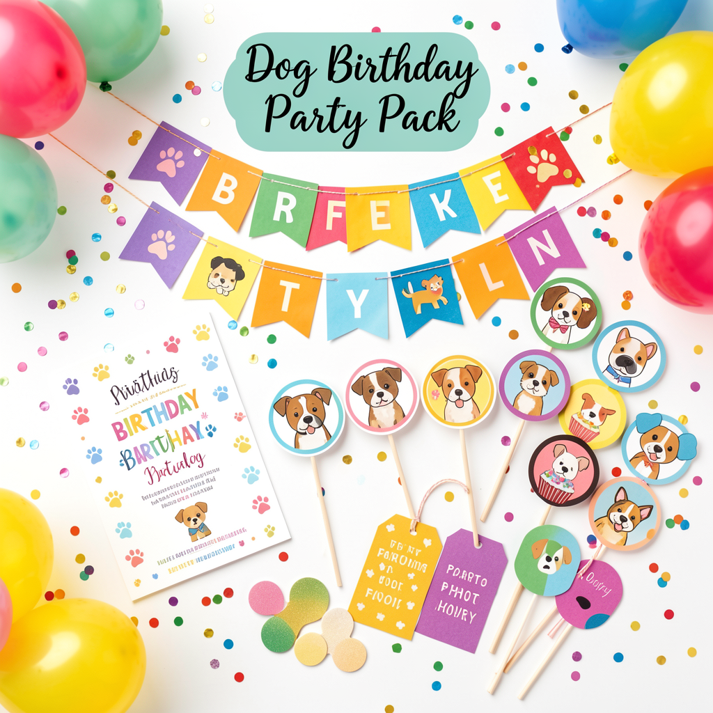 Dog Birthday Party Pack — Printable PDF Bundle